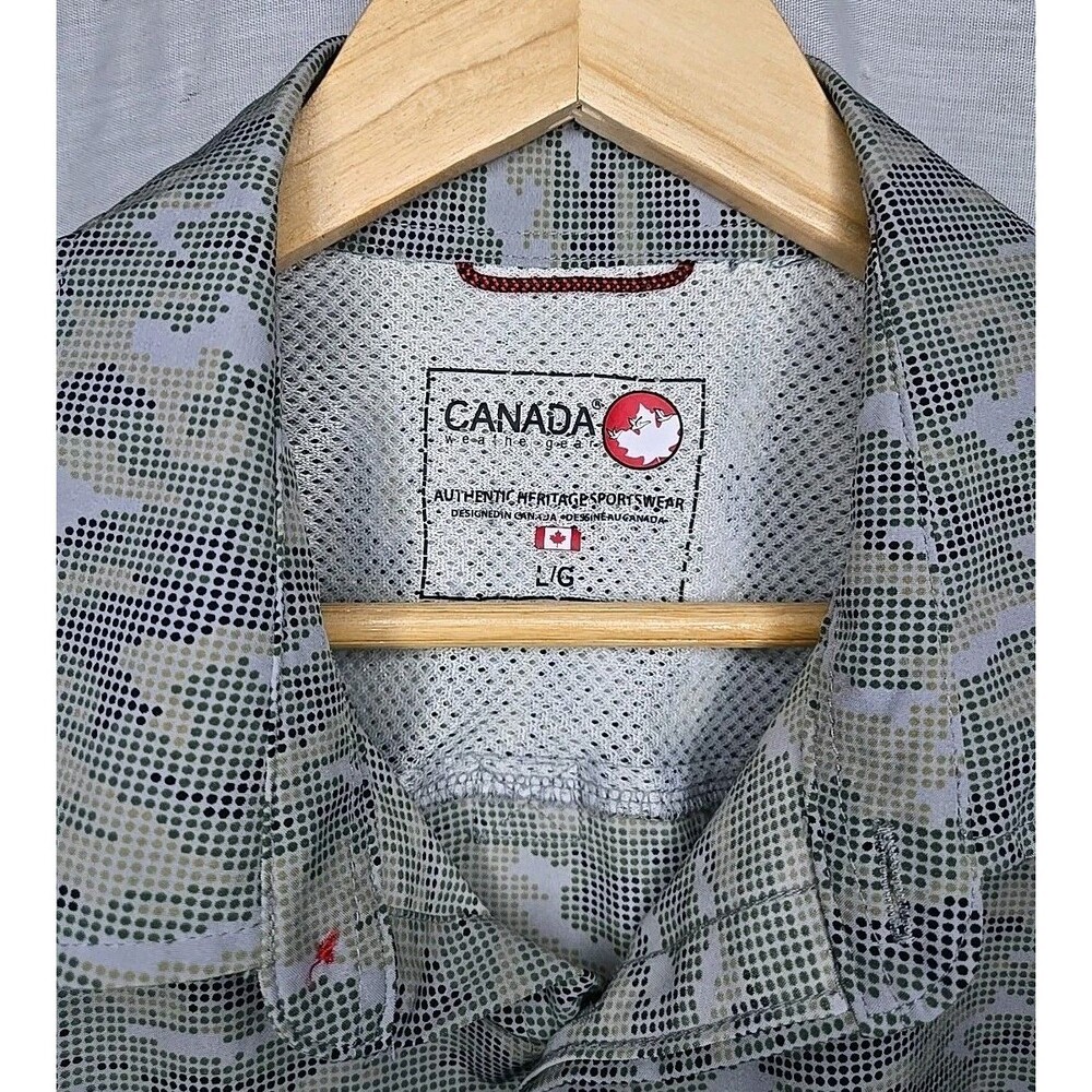 Canada Weather Gear Sportswear Short Sleeve Button Shirt, Sz Large, Camouflage - Picture 7 of 8